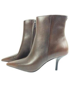 NEW MICHAEL KORS Selina Heeled Bootie Boots Womens Size 7 Brown Leather